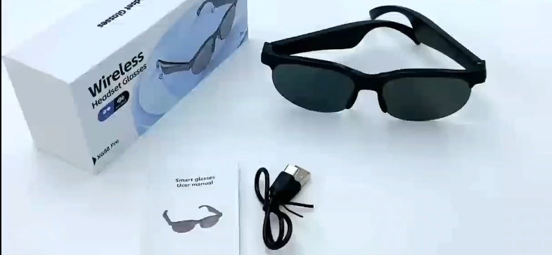 Black Wireless Headset Glasses